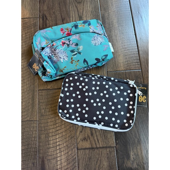 Bang & Carsen Handbags - Bang & Carsen Travel Organizer Set Floral Toiletry Bag & Polka Dot Jewelry Case